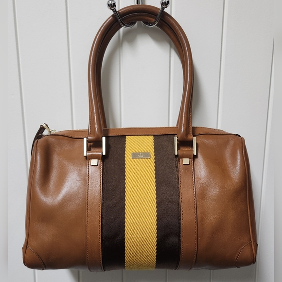 Gucci  Sherry Line Leather Stripe Mini Boston Satchel - Picture 1 of 13